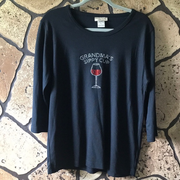 Grandma’s Sippy Cup Decal Black Tee Shirt SZ Large - Picture 1 of 4